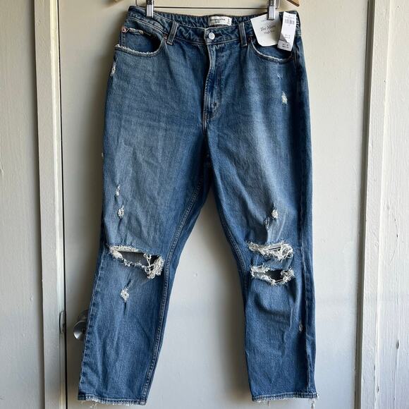 Abercrombie & Fitch Curve Love The Mom High Rise Jeans Blue size 32 14R $99 NWT - Picture 5 of 10